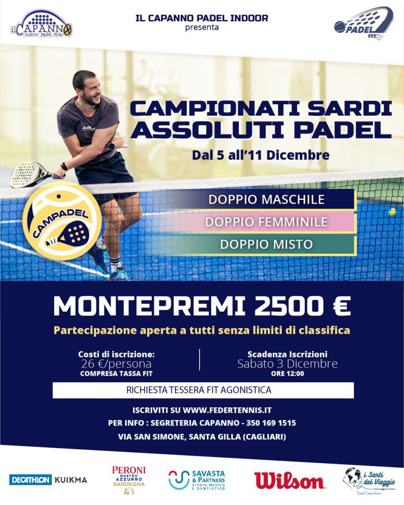 Locandina 3° Campionati Sardi Assoluti di padel