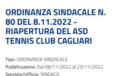 Ordinanza n. 80 2022 Comune Cagliari: riapertura TC Cagliari