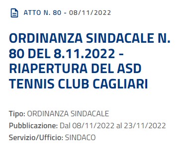 Ordinanza n. 80 2022 Comune Cagliari: riapertura TC Cagliari