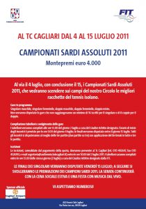 Locandina Campionati Sardi Assoluti Tennis 2011 TC Cagliari