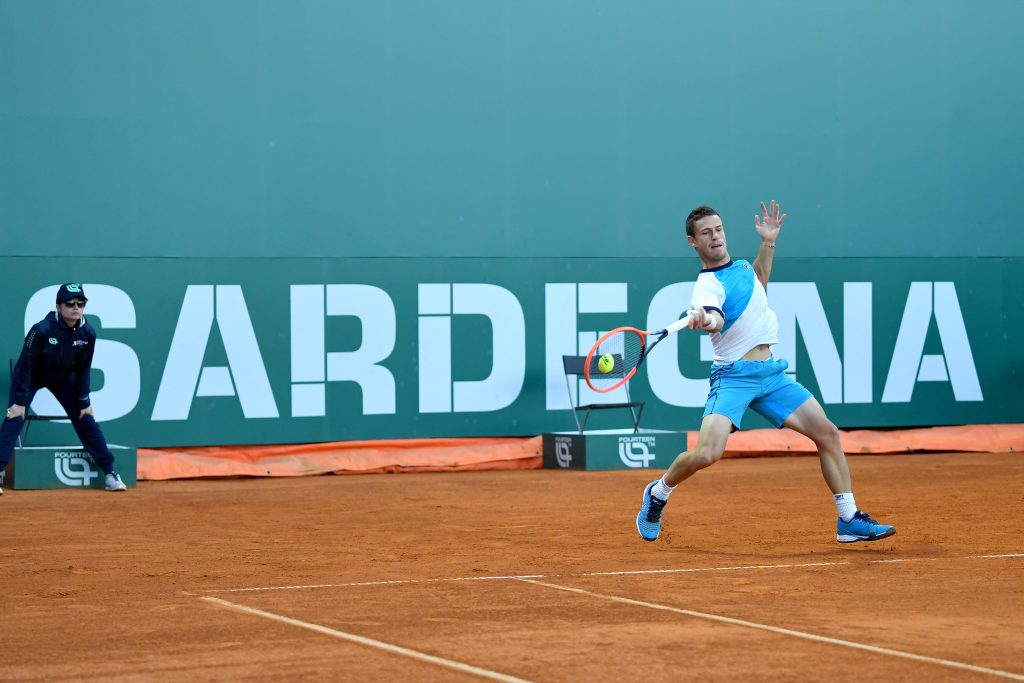 Diego Schwartzman al Tc Cagliari per il Challenger ATP 175 (credit: Foto Francesco Panunzio) 02.05.2023