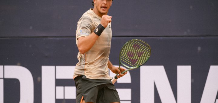 Luciano Darderi (ITA) in action on Day 2 of the 2024 Sardegna Open on April 30, 2024 in Cagliari, Sardinia, Italy. (Photo by Mike Lawrence/ATP Tour)